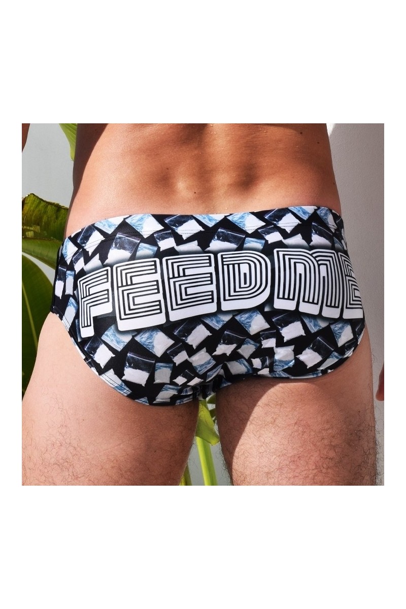 Slip de bain Feed Me Swim Noir-Blanc