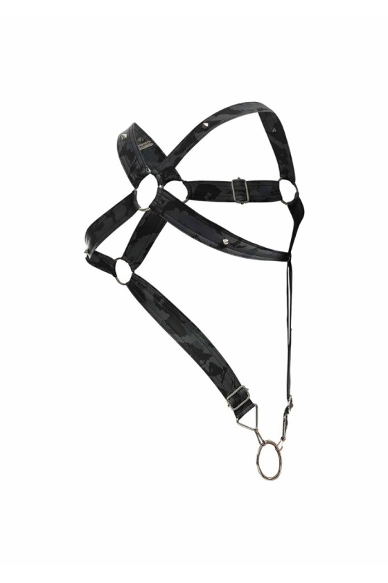 Harnais Cross Cockring Dngeon Gris