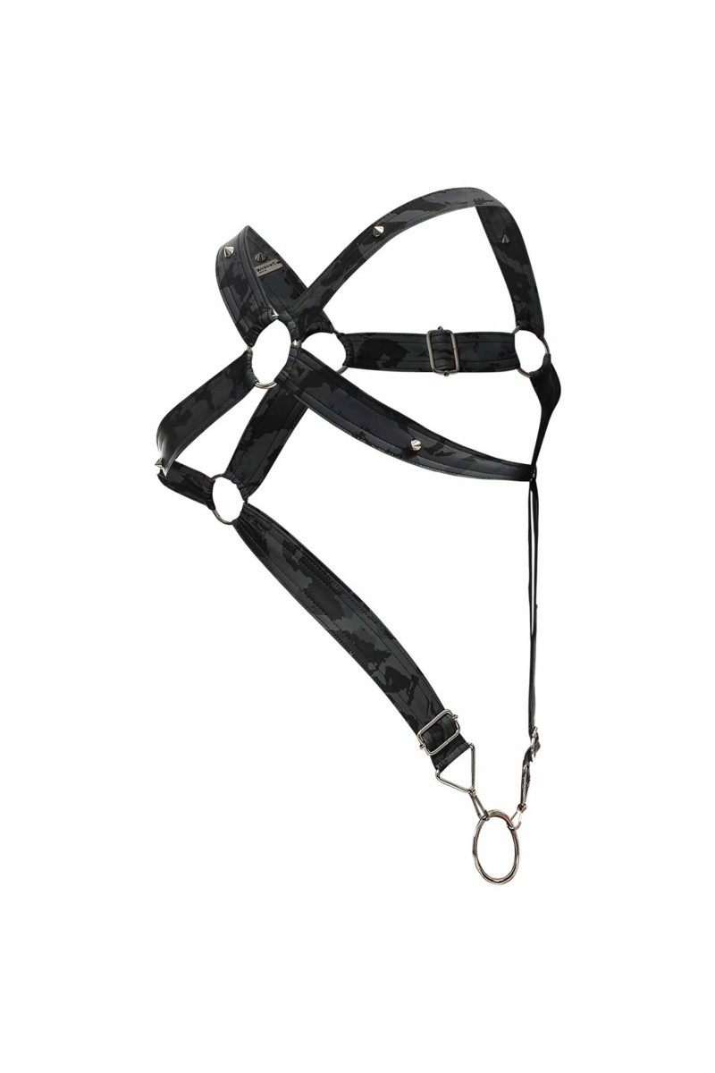 Harnais Cross Cockring Dngeon Gris