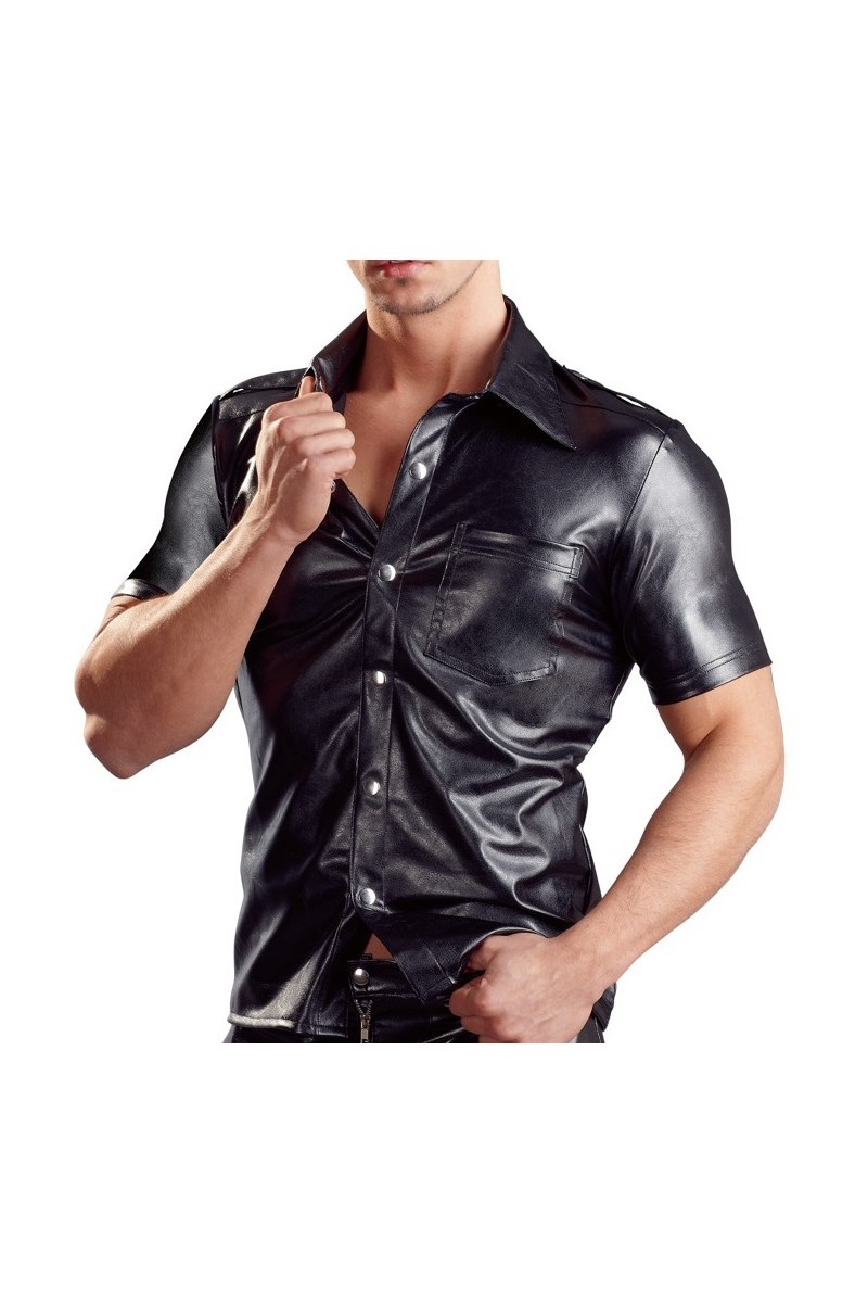 Chemise LEO imitation Cuir Noir