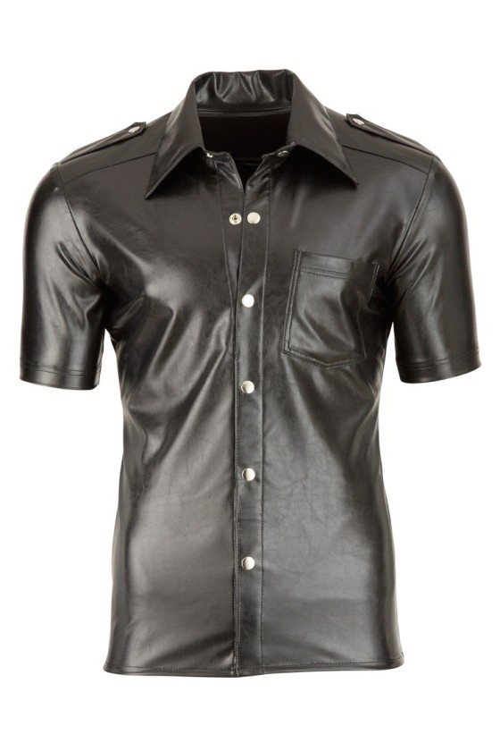 Chemise LEO imitation Cuir Noir