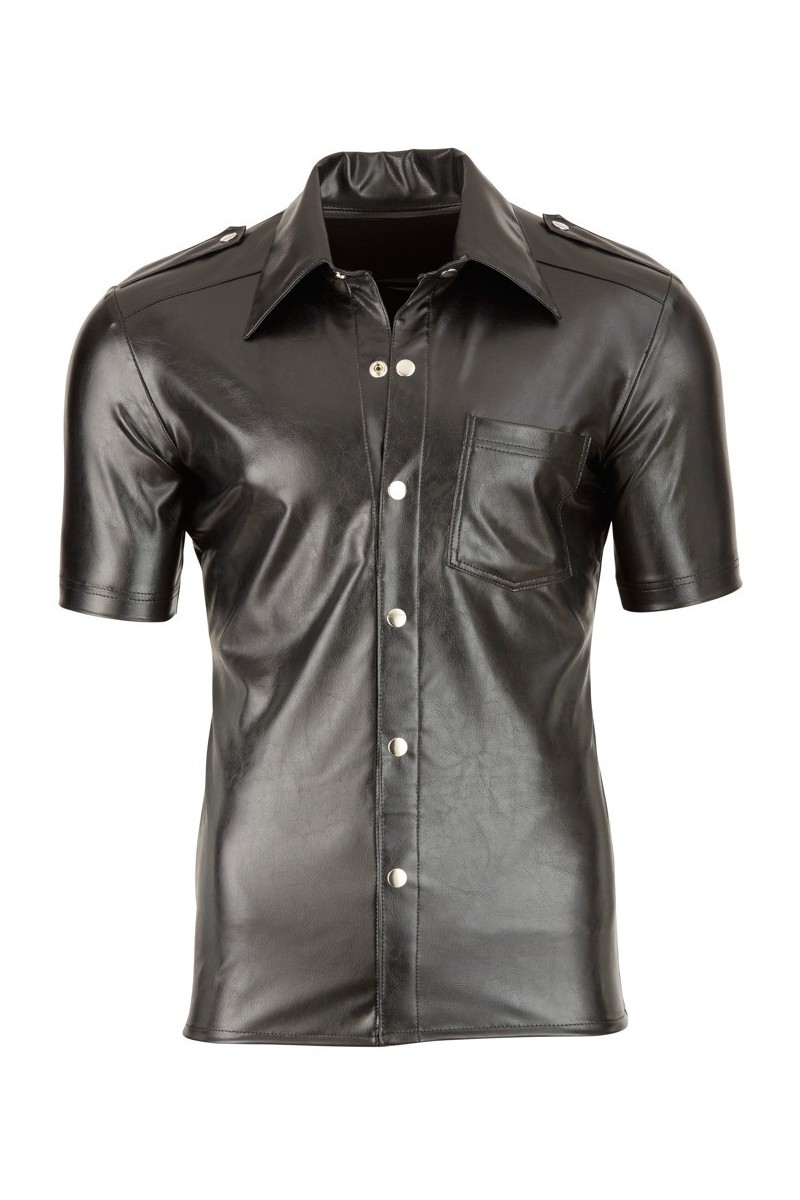 Chemise LEO imitation Cuir Noir