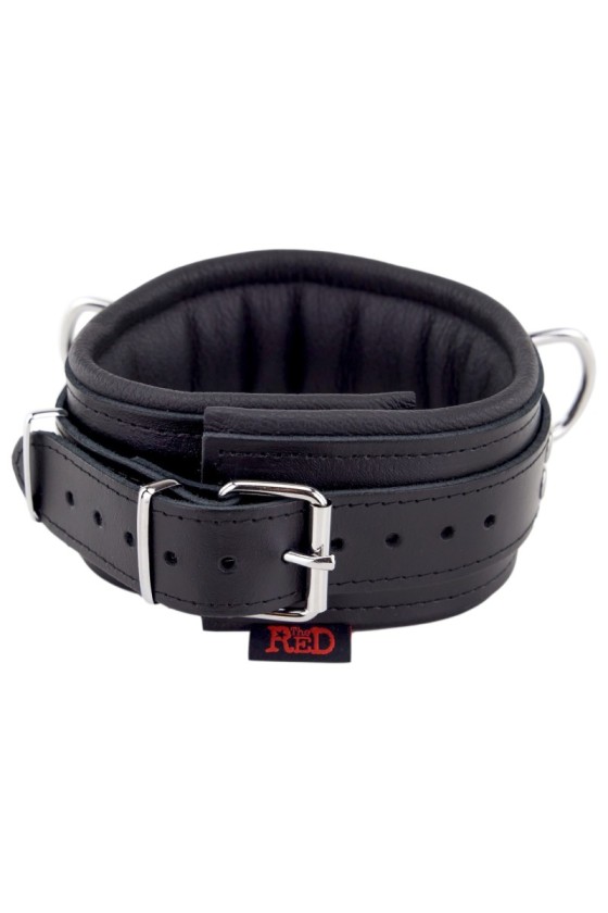 Collier rembourré en cuir avec Anneaux D Noir