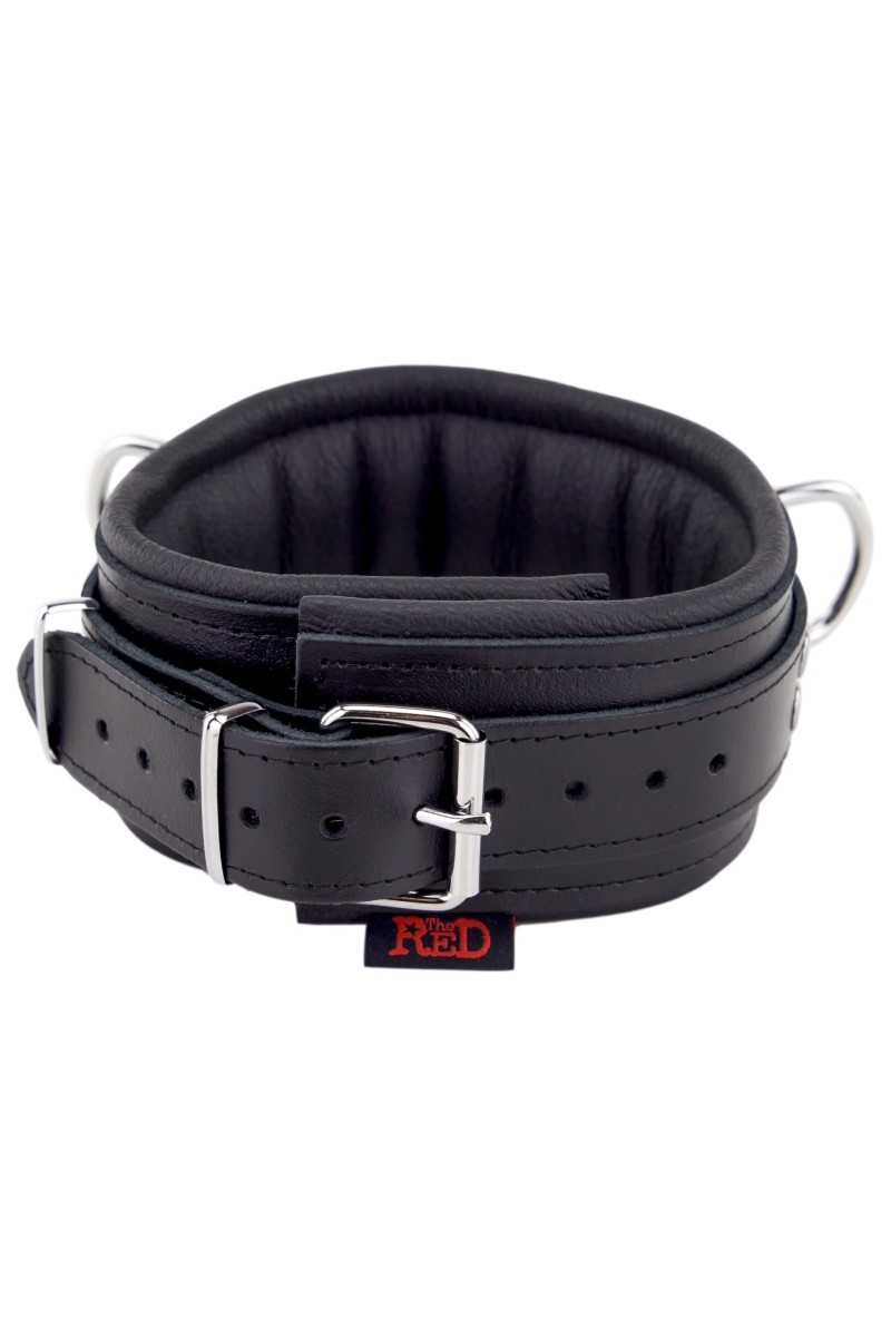 Collier rembourré en cuir avec Anneaux D Noir