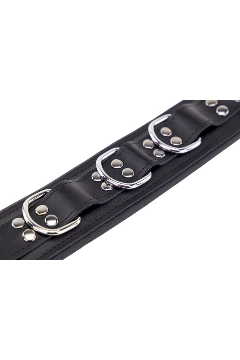 Collier rembourré en cuir avec Anneaux D Noir