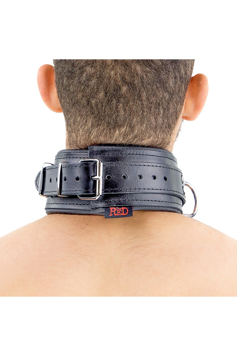 Collier rembourré en cuir avec Anneaux D Noir