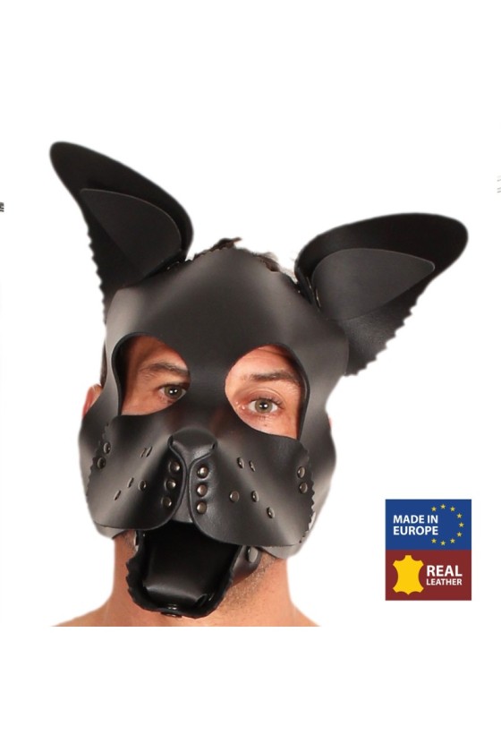 PUPPY MASQUE EN CUIR NOIR + SET LANGUE ET OREILLES NOIR