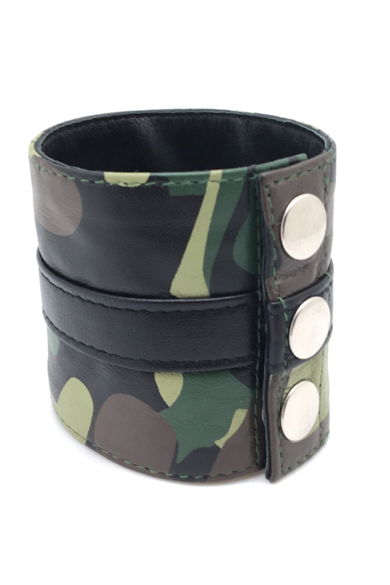 Poignet bracelet de force en cuir - Camouflage -  avec zip taille S