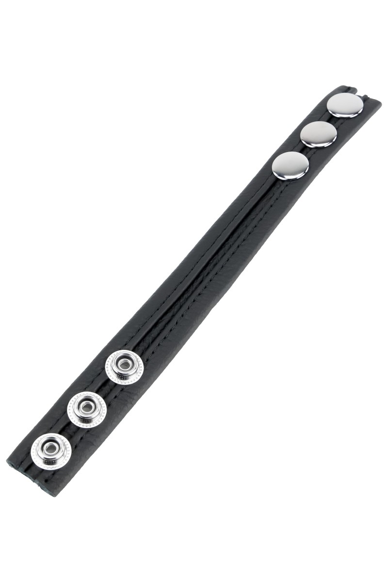 Cockring en cuir 3 Pressions Noir