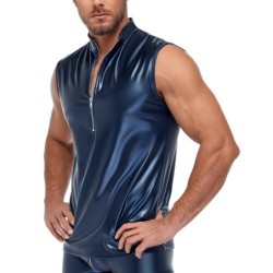 Taille S  -  Débardeur avec zip Top Andio Bleu métallisé