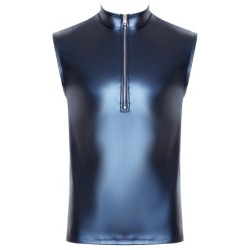 Taille S  -  Débardeur avec zip Top Andio Bleu métallisé