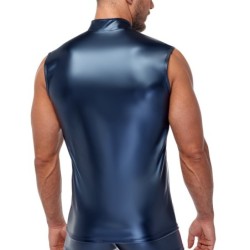 Taille XL  -  Débardeur avec zip Top Andio Bleu métallisé