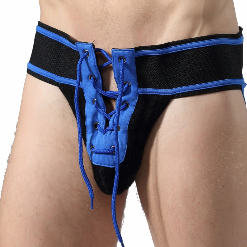Taille S  -  Jockstrap FETISH FOOTBALL MaleBascis Noir-Bleu