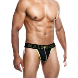 Taille S  -  String NEON MaleBasics Noir-Jaune