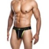 Taille M  -  String NEON MaleBasics Noir-Jaune