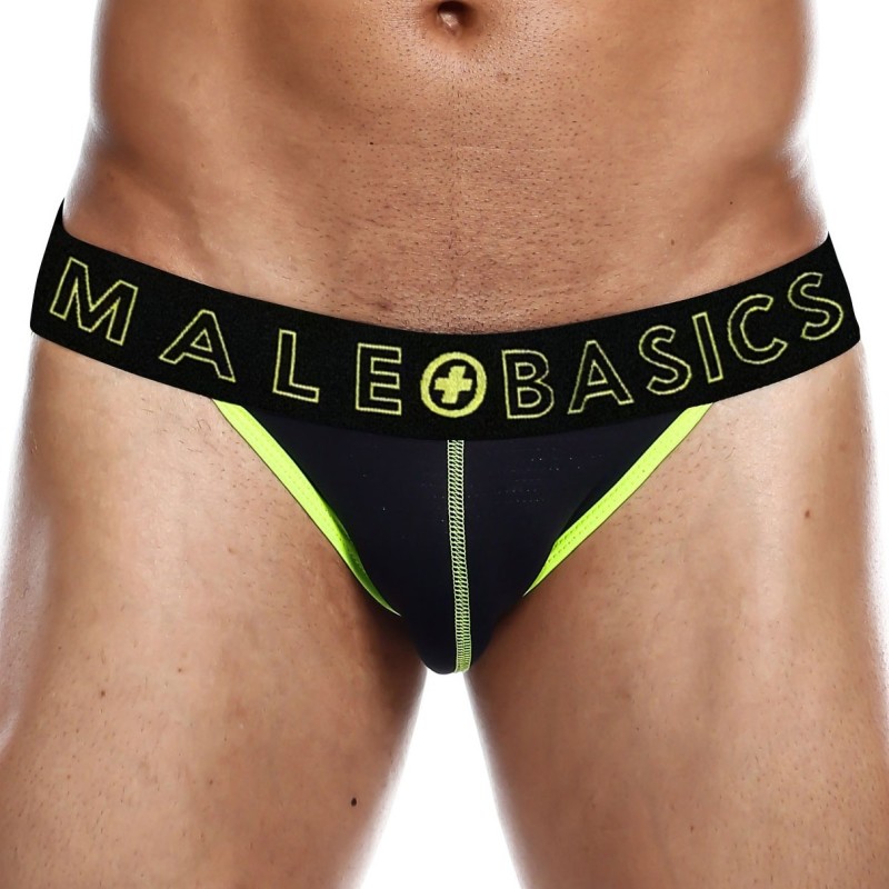 Taille L  -  Jockstrap NEON MaleBasics Noir-Jaune
