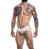Taille L  -  Jockstrap Miami Ink Blanc-Couleurs