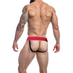 Taille S  -  Jockstrap Rugby Noir-Rose neon