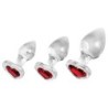Lot de 3 Plugs Bijou en verre Heart Gem Rouge