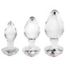 Lot de 3 Plugs Bijou en verre Heart Gem Rouge
