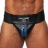 Taille S  -  Jockstrap en cuir Mister B Noir-Bleu