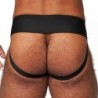 Taille S  -  Jockstrap en cuir Mister B Noir-Rouge