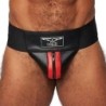 Taille M  -  Jockstrap en cuir Mister B Noir-Rouge