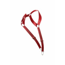 Harnais élastique et Cockring Straight Back Rouge
