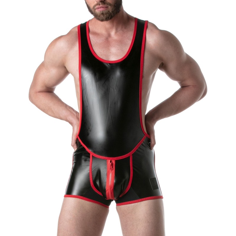 Taille S  -  Body Singlet BRUT Noir-Rouge