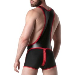 Taille S  -  Body Singlet BRUT Noir-Rouge