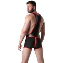Taille S  -  Body Singlet BRUT Noir-Rouge