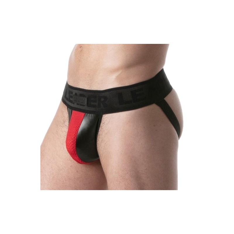 Taille S  -  Jockstrap Brut Noir-Rouge