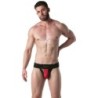 Taille S  -  Jockstrap Brut Noir-Rouge