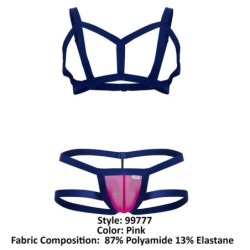 Ensemble Thong et harnais Aghai Bleu-Rose Taille L/XL