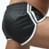 Taille 4XL  -  Short Imitation Cuir Sports Line Noir-Blanc