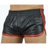 Taille M  -  Short Imitation Cuir Sports Line Noir-Rouge