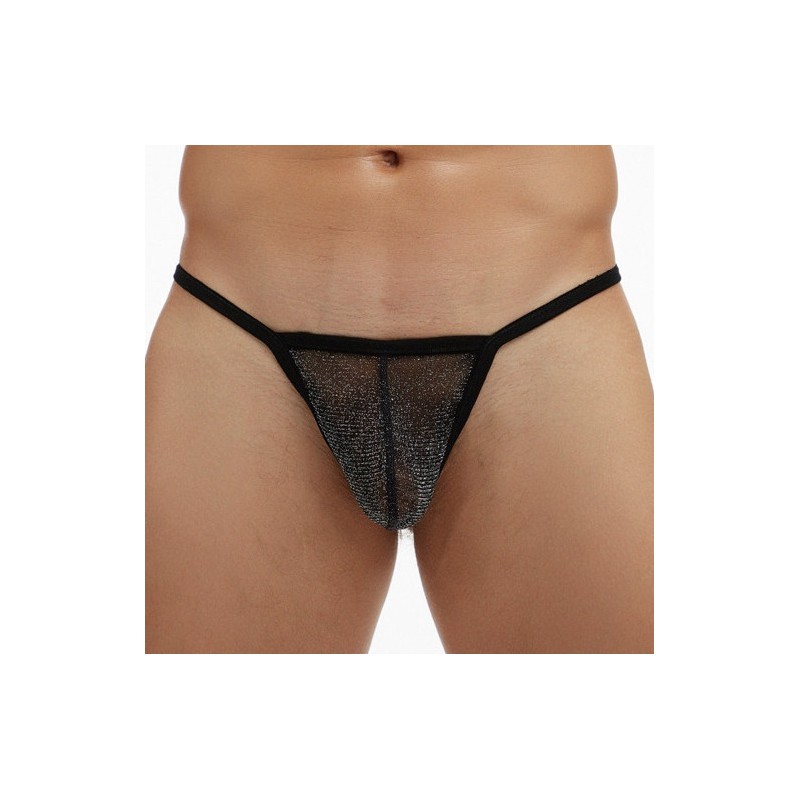 Taille M  -  String Visibly Noir pailleté