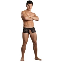Taille S/M  -  Boxer Bottomless en dentelle Crocthless Noir