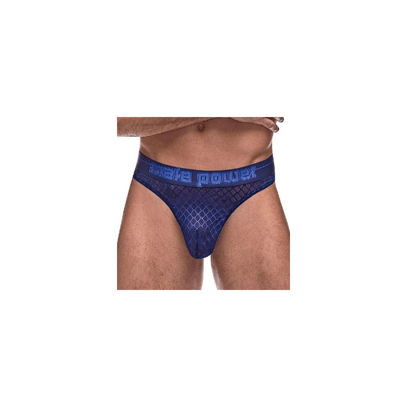 Taille L/XL  -  Thong DIAMOND MESH Bleu