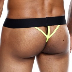 Taille S  -  String NEON MaleBasics Noir-Jaune