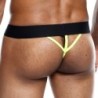 Taille S  -  String NEON MaleBasics Noir-Jaune