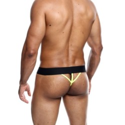 Taille M  -  String NEON MaleBasics Noir-Jaune