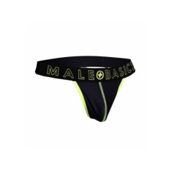 Taille M  -  String NEON MaleBasics Noir-Jaune