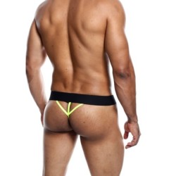 Taille XL  -  String NEON MaleBasics Noir-Jaune