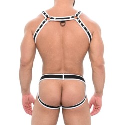 Taille S/M  -  Ensemble Jock et Harnais Army Blanc-Noir