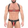 Taille L/XL  -  Ensemble Jock et Harnais Ulisse Noir-Rouge