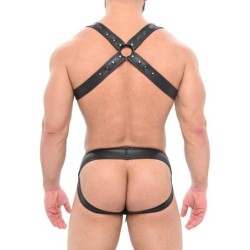 Taille L/XL  -  Ensemble Jock et Harnais Ulisse Noir-Rouge