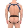 Taille S/M  -  Ensemble Jock et Harnais Katerpillar Noir-Bleu