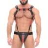 Taille S/M  -  Ensemble Jock et Harnais Katerpillar Noir-Rouge