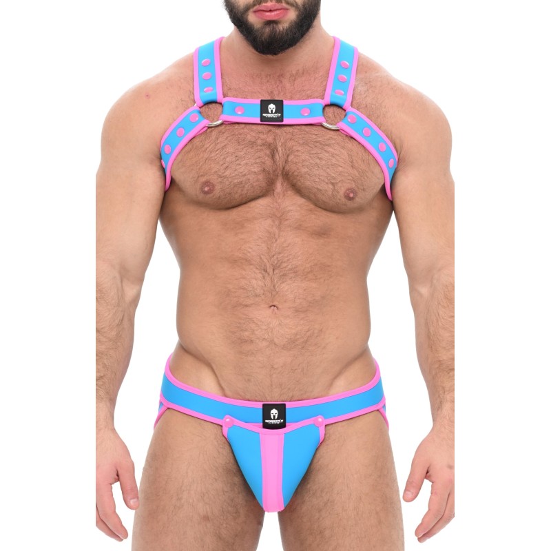 Taille S/M  -  Ensemble Harnais-Jock Poseidone Bleu-Rose